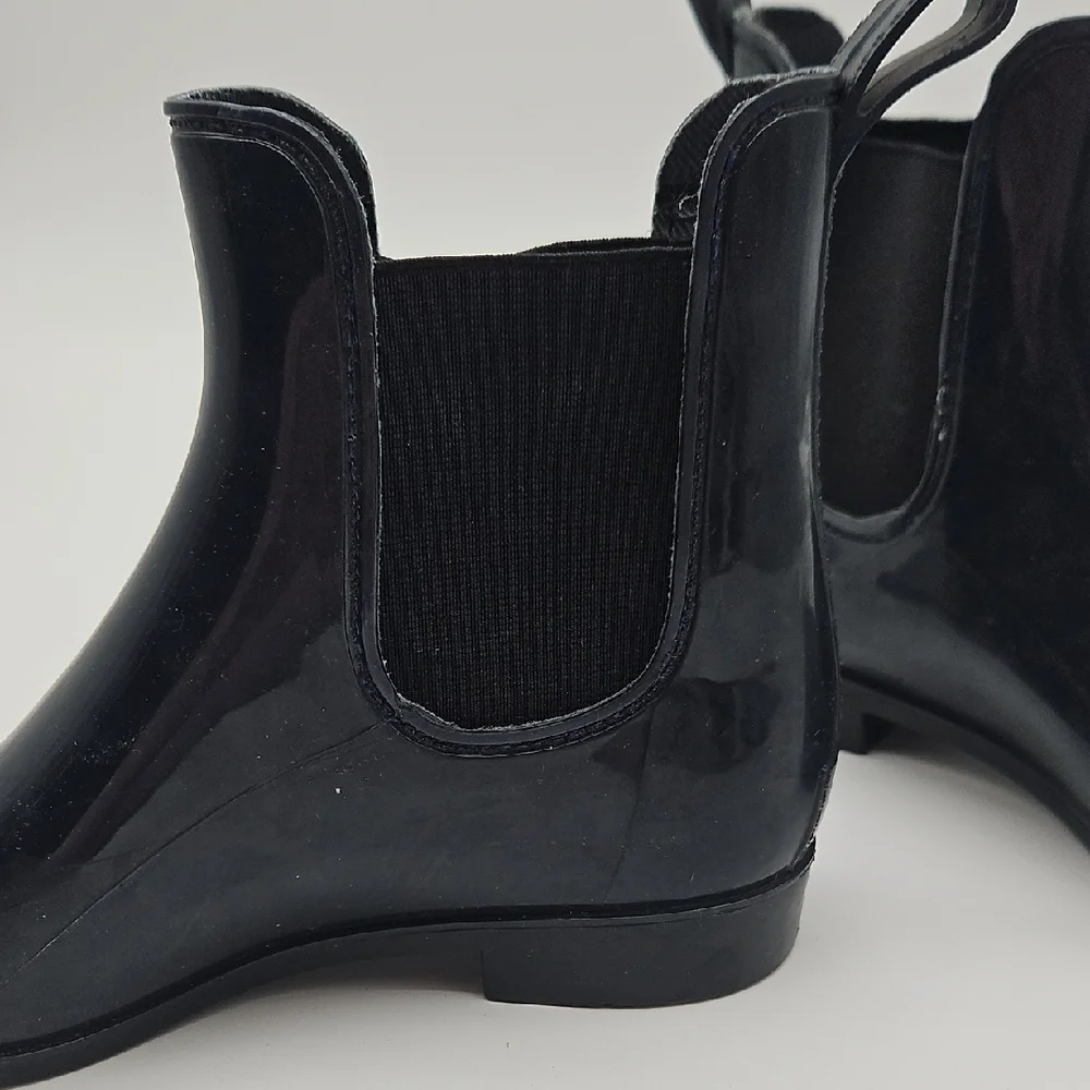 Nine West Glossy Navy Blue Slip On Rubber Boots